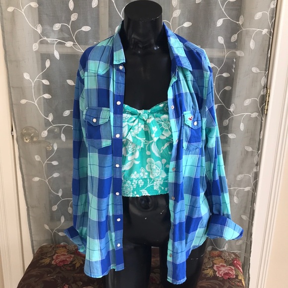 Cotton flannel shirt with bandeau top - Picture 3 of 5